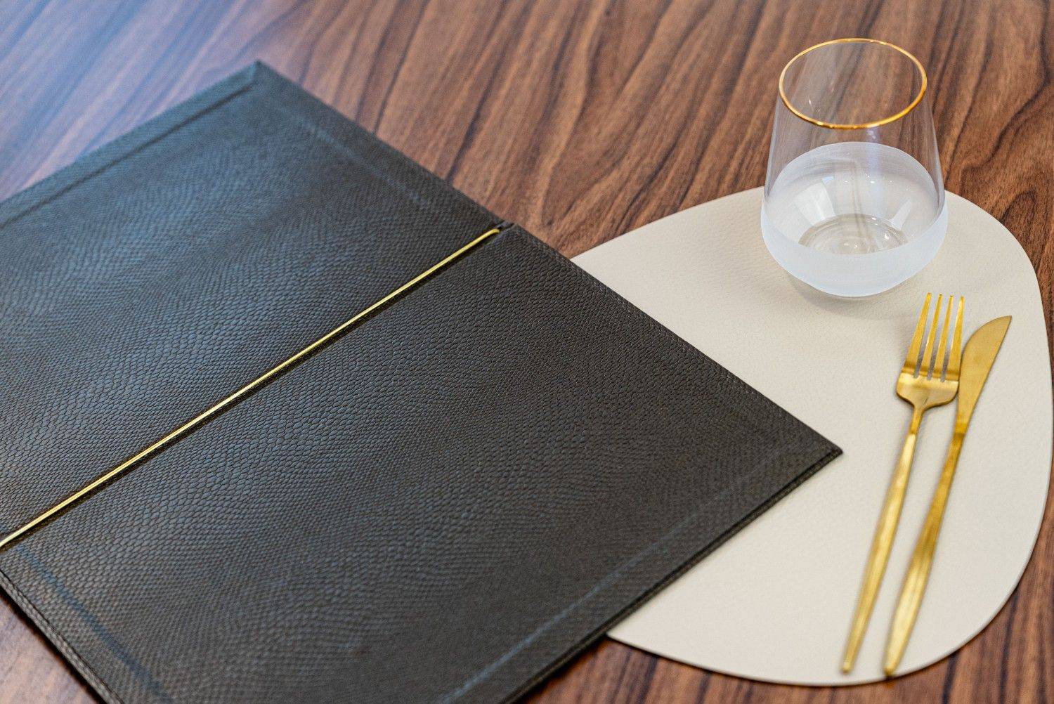 hard cover menu food mykonos bliss