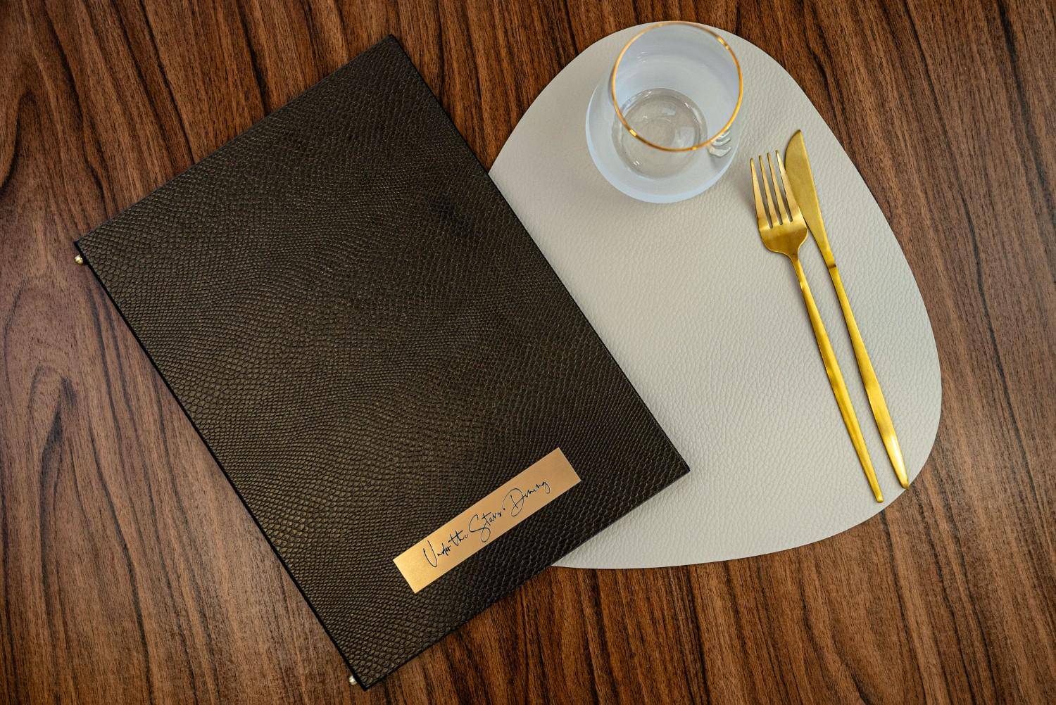 hard cover menu food mykonos bliss