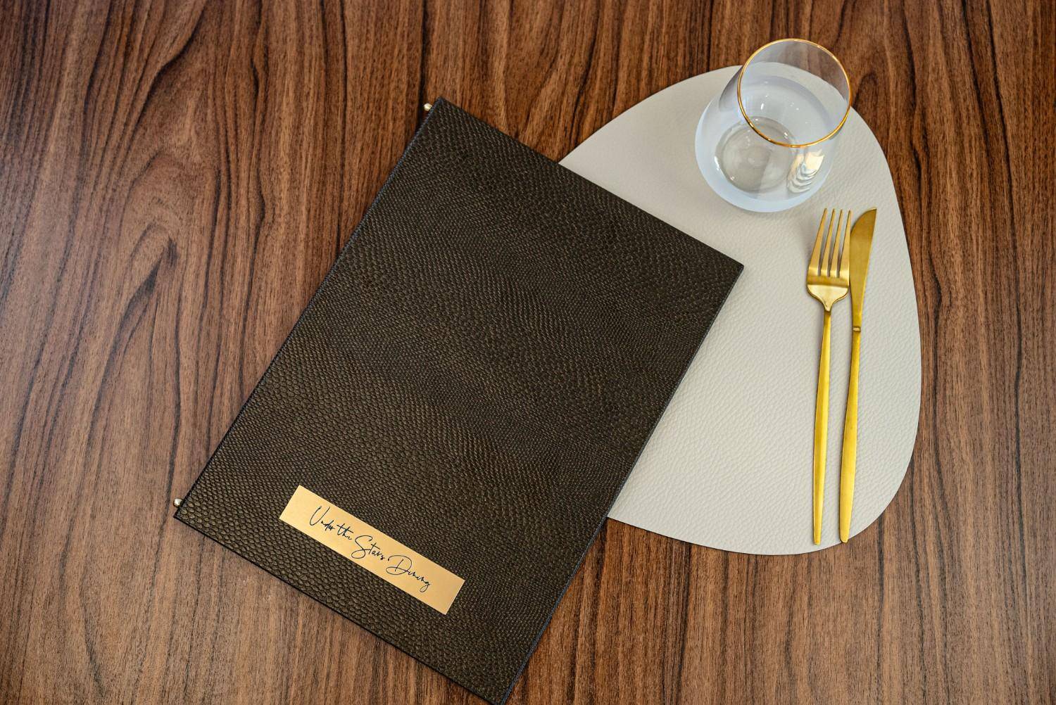 hard cover menu food mykonos bliss