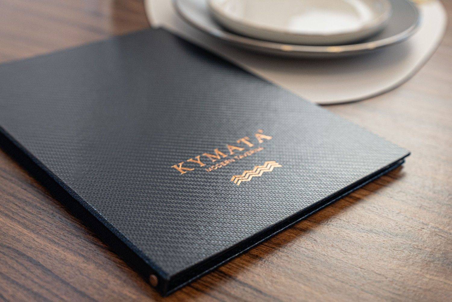 hard cover menu food kymata