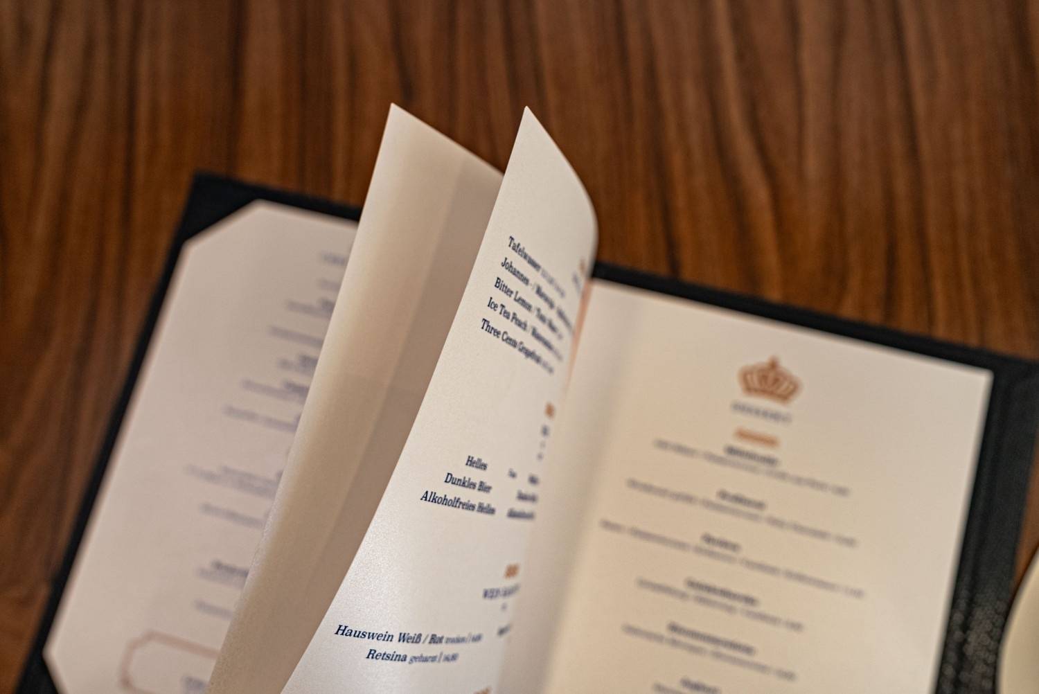 hard cover menu food kymata